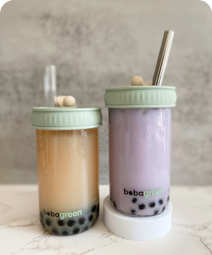 Boba Accessory Best Bubble Tea Kit - Premium Reusable Boba Cups & Straws - bobagreen