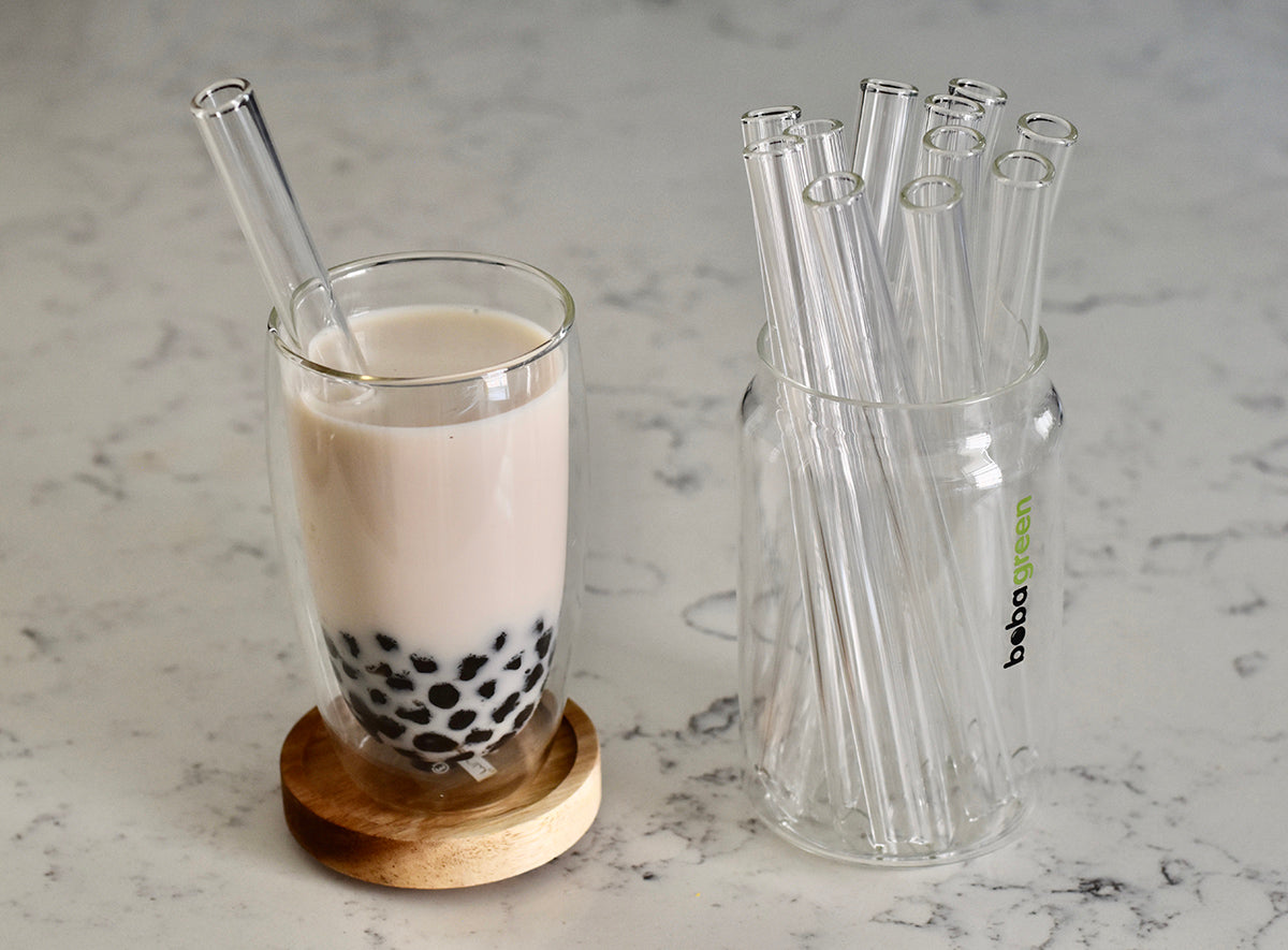 Glass Straw for smoothie, milkshake, bubble tea, and other frozen