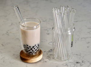 Reusable Glass Straw Set for Boba, Bubble Tea, Smoothies